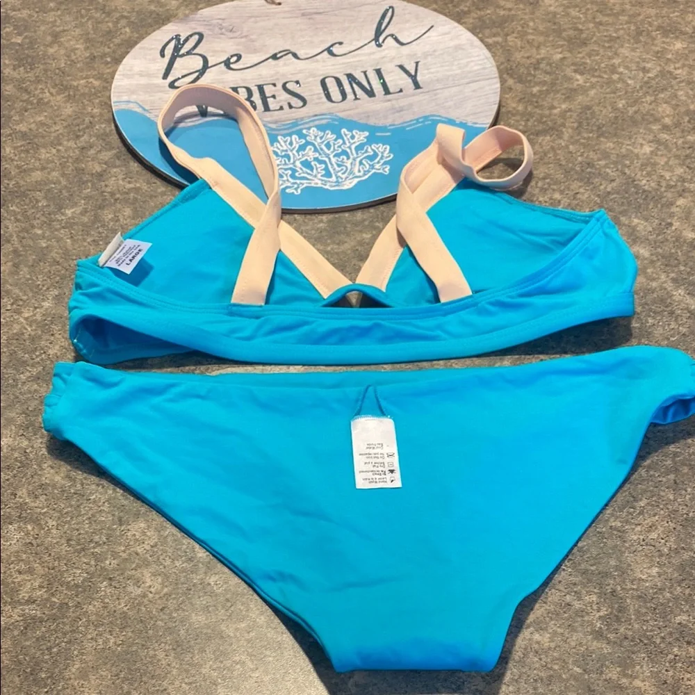 L*Space Vibrant Blue With Cream Trim Bikini